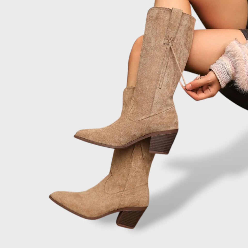 Botas Cowboy Mujer Invierno de Ante Sintético