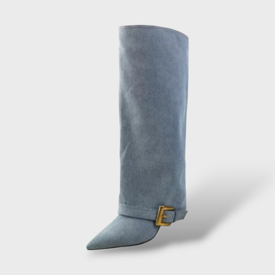 Botas Altas Mujer Tacón Fino con Hebilla